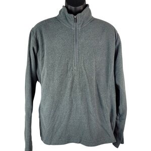 Lands’ End men’s fleece green / gray quarter zip sweater size 42-44